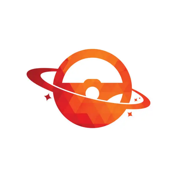 Vector illustration of Drive planet vector logo design.