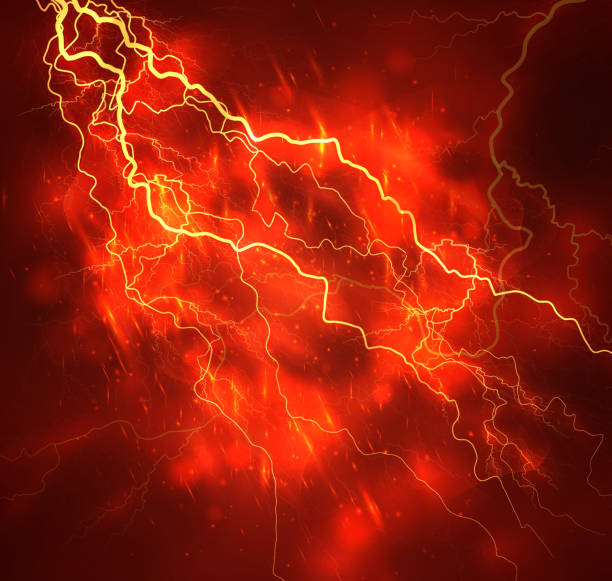 A bright lightning in the dark sky. Vector image vector art illustration