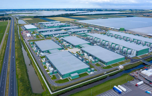 istock Drone  aerial view of new computer datacenters 1439715977