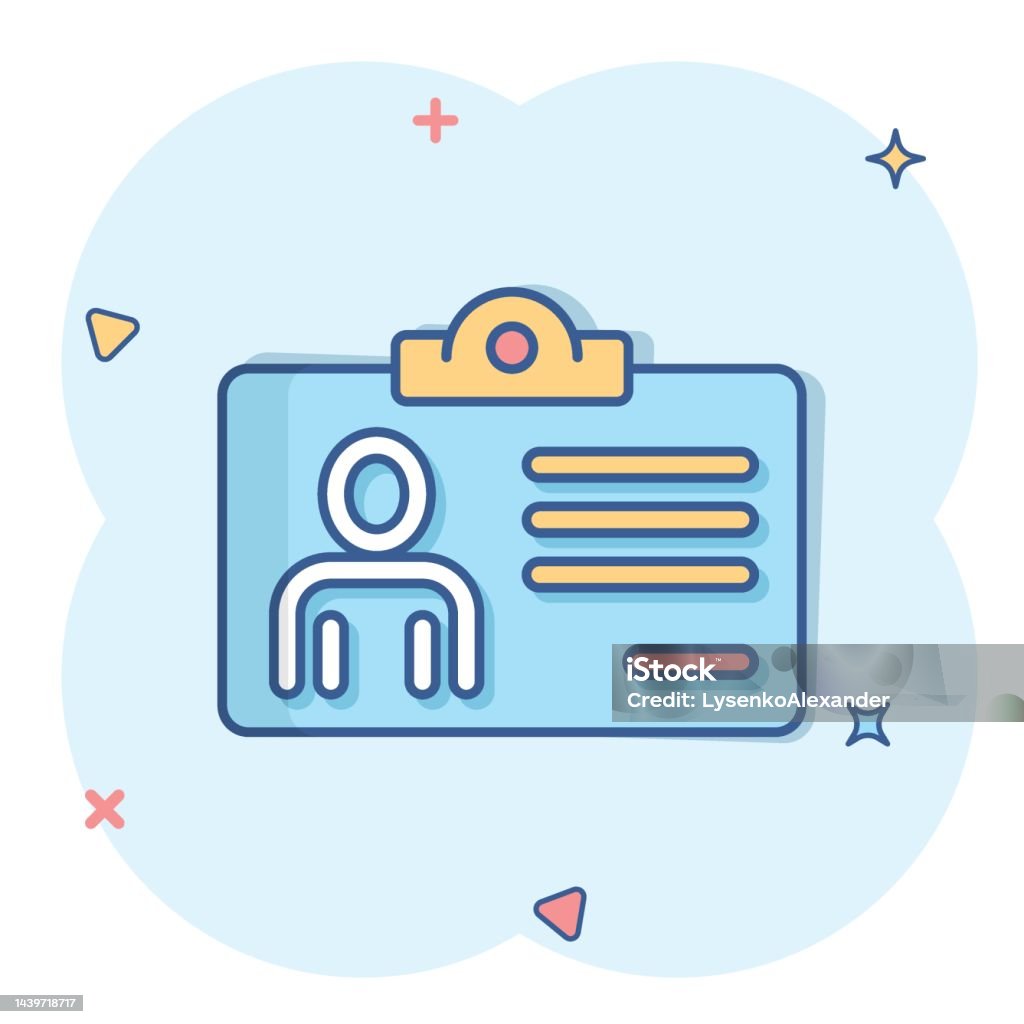 Ilustración de Icono De Tarjeta De Identificación En Estilo Cómic Ilustración Vectorial De Dibujos Animados De Etiqueta De Identidad Sobre Fondo Blanco Aislado Concepto De Negocio De Efecto Salpicadura De Licencia De Ilustración de Icono De Tarjeta De Identificación En Estilo Cómic Ilustración Vectorial De Dibujos Animados De Etiqueta De Identidad Sobre Fondo Blanco Aislado Concepto De Negocio De Efecto Salpicadura De Licencia De