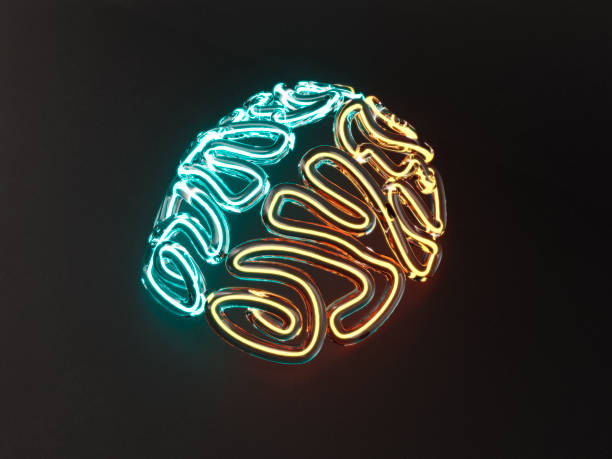 forme de cerveau au néon stylisé - lumo photos et images de collection