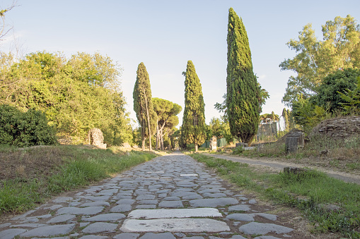 Archaeological park of the Via Appia Antica, ancient Roman road, Rome.