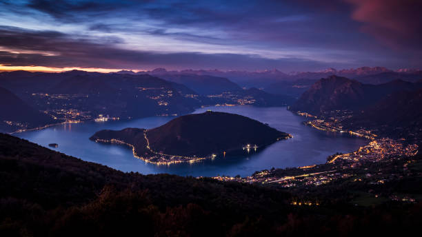 Wonderful dusk over Iseo Lake
