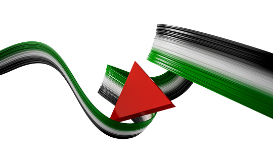 Waving ribbon or banner with flag of Palestine. independence day poster design 3d illustration