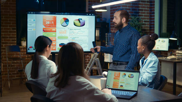 istock Business meeting, corporate analytics report presentation, strategic planning 1439722506