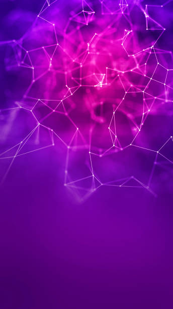 istock Pink and purple digital background with dots and lines. Digital plexus background. Big data visualization. 1439722850