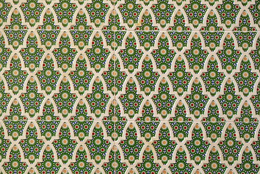 ceramic tile background with simple floral symmetrical pattern