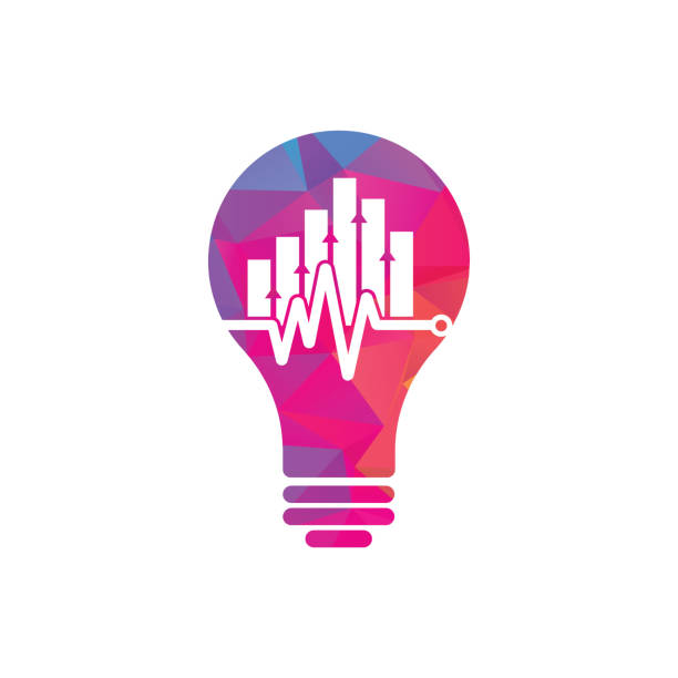 ilustrações de stock, clip art, desenhos animados e ícones de finance pulse bulb shape concept logo. - investment finance frequency blue
