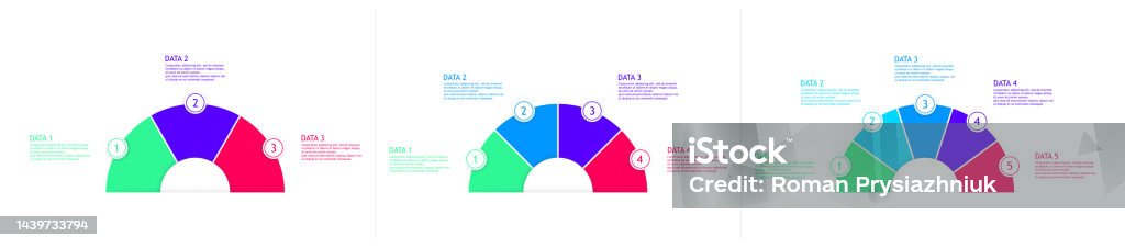 Round Interactive Chart Round Infographic Chart Infographic Design Template With 3 4 And 5 ...