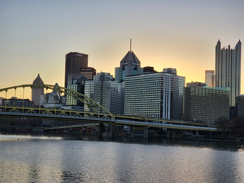 sunrise in the city of Pittsburgh late fall