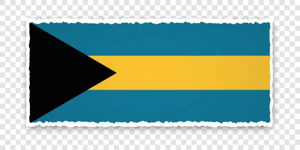 Vector illustration of vector illustration of torn paper banner with flag of Bahamas on transparent background