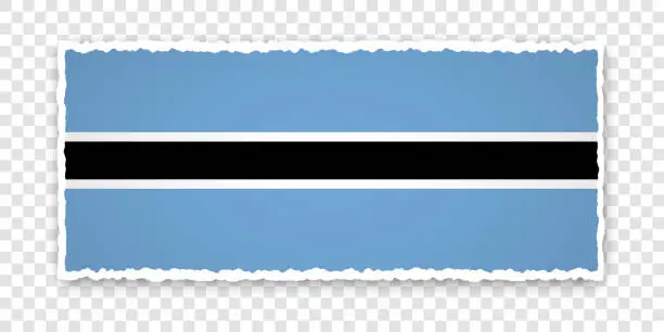 Vector illustration of vector illustration of torn paper banner with flag of Botswana on transparent background