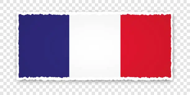 Vector illustration of vector illustration of torn paper banner with flag of France on transparent background