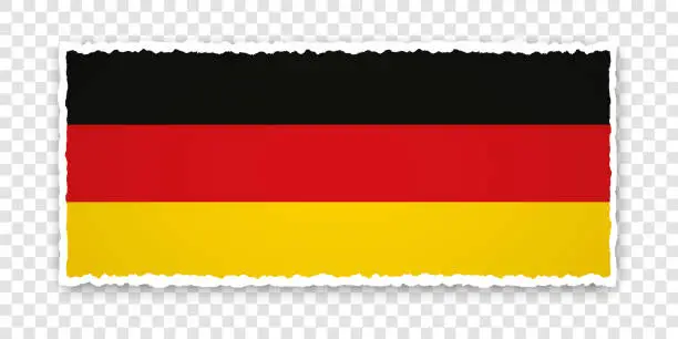 Vector illustration of vector illustration of torn paper banner with flag of Germany on transparent background