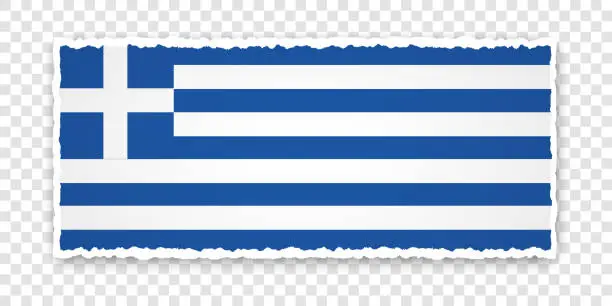 Vector illustration of vector illustration of torn paper banner with flag of Greece on transparent background