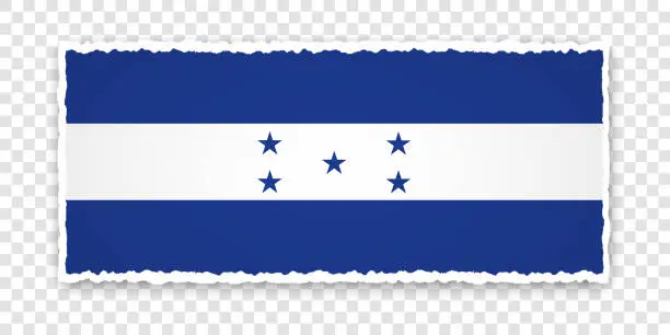 Vector illustration of vector illustration of torn paper banner with flag of Honduras on transparent background