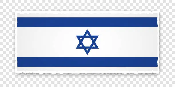 Vector illustration of vector illustration of torn paper banner with flag of Israel on transparent background