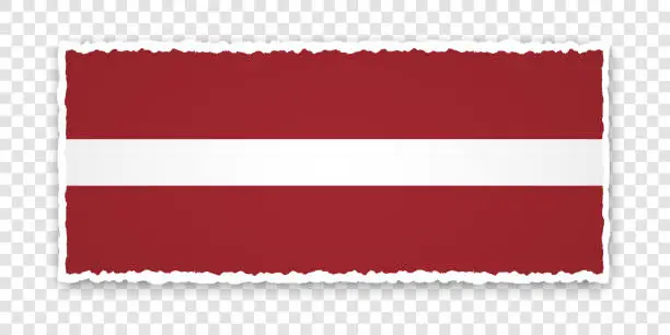 Vector illustration of vector illustration of torn paper banner with flag of Latvia on transparent background