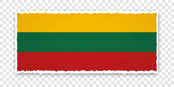 Vector illustration of vector illustration of torn paper banner with flag of Lithuania on transparent background