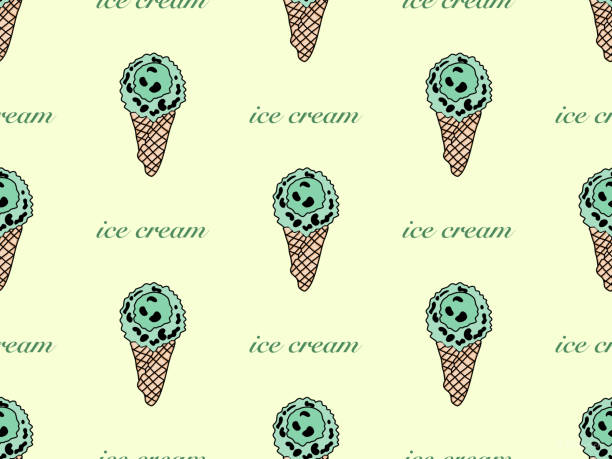 illustrazioni stock, clip art, cartoni animati e icone di tendenza di gelato senza cuciture su sfondo giallo - vector frozen pixelated multi colored