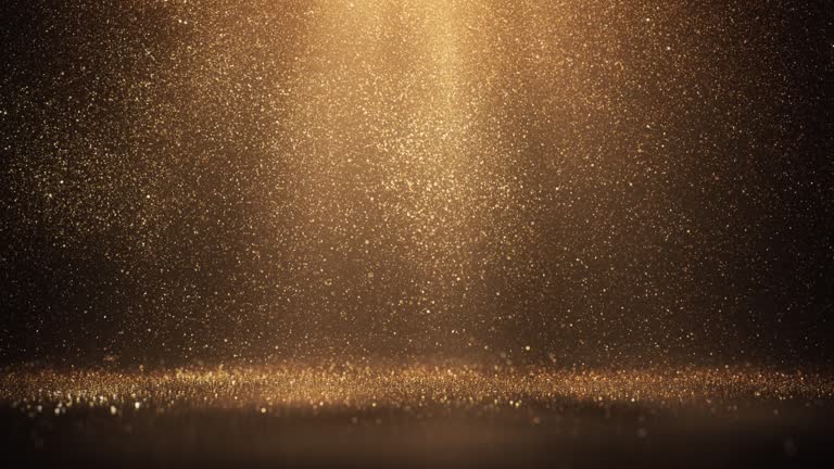 Beautiful Gold Rain - Centered - Loopable Background Animation - Glitter And Light Beams - Christmas, Award, Celebration, Success