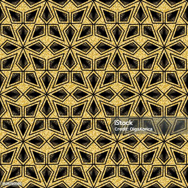 Arabic Vector Pattern Free Gold Arabic Gold Black Background For Textile Seamless Pattern Sparkling ...