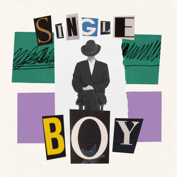 istock Contemporary art collage. Creative design with young man in official suit and hat being single 1439756628