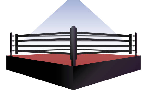 боксерский ринг арена дизайн вектор плоская изолированная иллюстрация - boxing ring fighting rope stadium stock illustrations