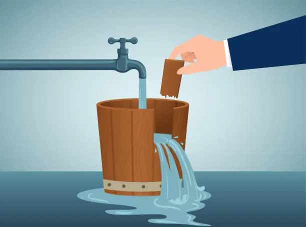 Vector illustration of fix leaking bucket