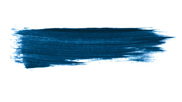 pincel de pincel azul no fundo branco. - paint stroke frame blue - fotografias e filmes do acervo