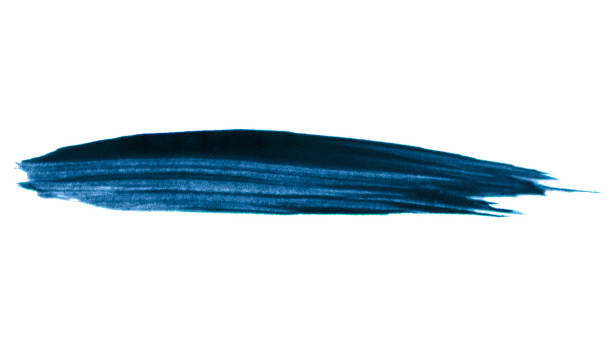 pennello pennello blu su sfondo bianco. - oil painting fine art painting abstract brush stroke foto e immagini stock
