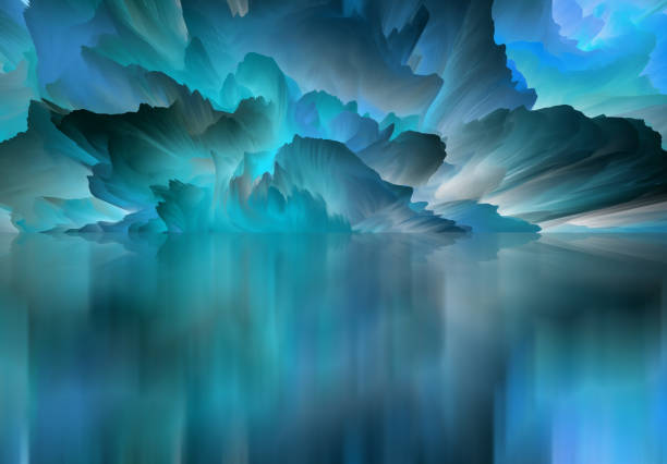 istock Magical world. Abstract Landscape, surreal lake and reflections. art, creativity and imagination. 3d illustration 1439764841