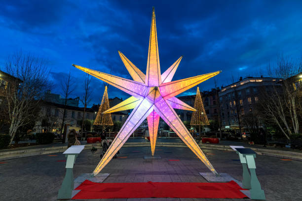istock Illuminated decoration on town square in Alba, Italy. 1439766731