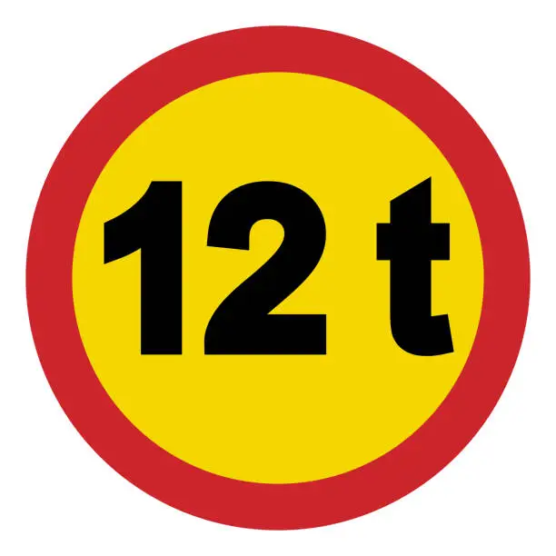 Vector illustration of Prohibited road signs. Gross weight limit. Traffic signs.