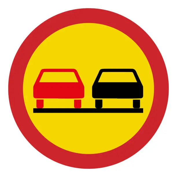 Vector illustration of Prohibited road signs. No overtaking. Traffic signs.