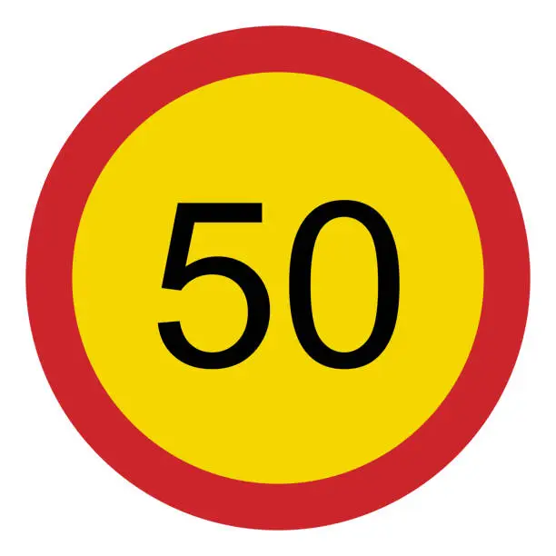 Vector illustration of Prohibited road signs. Speed limit 50. Traffic signs.