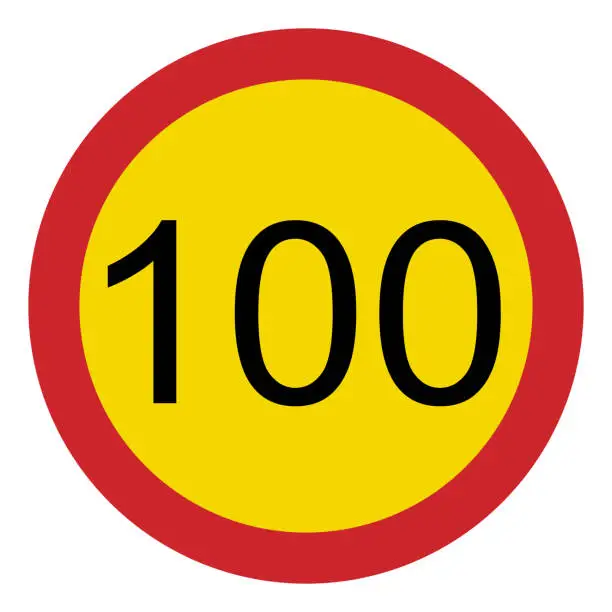 Vector illustration of Prohibited road signs. Speed limit 100. Traffic signs.