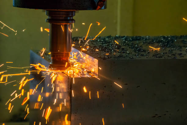 istock The bad cutting condition of CNC milling machine. 1439770759