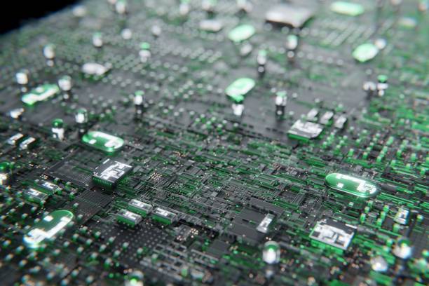 istock Cyberpunk AI 3D timeline. Circuit board. Technological background. CPU and GPU concept of main computer processor. Motherboard digital chip. 1439772672