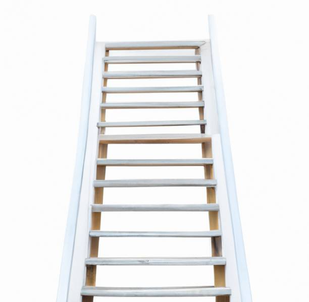 istock White stairway ladder isolated on a white background 1439773249