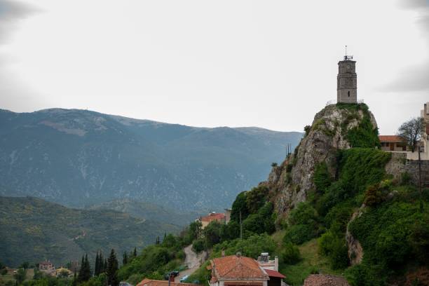 istock Tower in the Arachova mountain town in Greece 1439775693