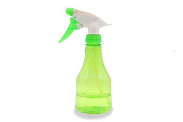 istock Green spray bottle on white background 1439776008
