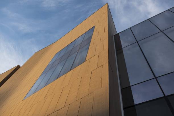 istock Low angle closeup shot of modern architecture in Columbia, MO 1439776521