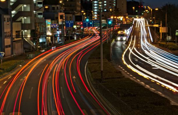 istock Traffic on a highway at night in a long exposure 1439779011