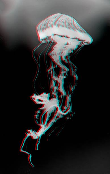istock Greyscale shot of a jellyfish with a 3d effect 1439780586