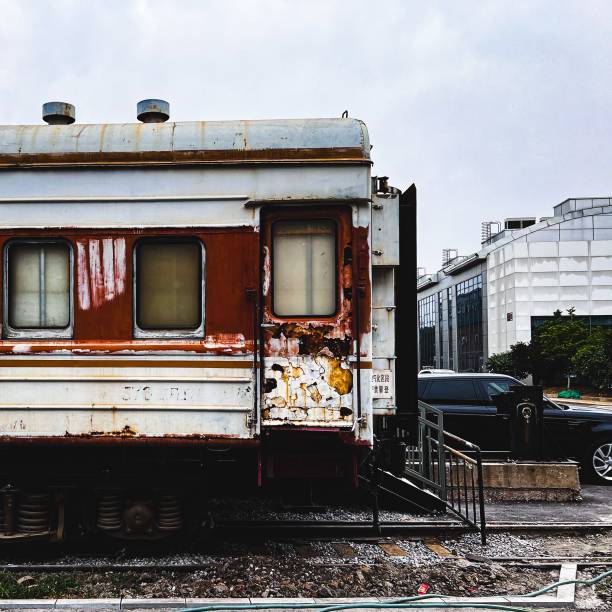 istock Old rusty wagon in the station 1439780719