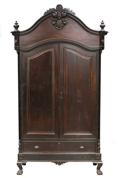 istock Wooden vintage cabinet on white background 1439781706