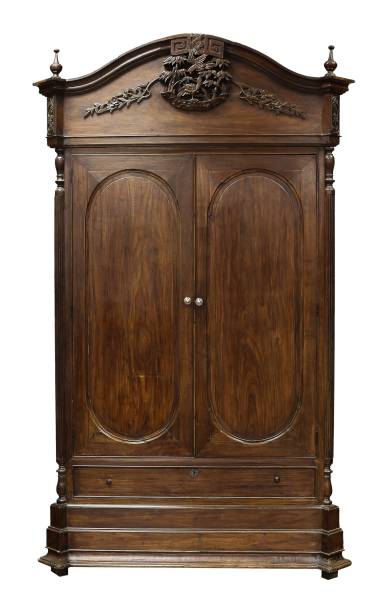 istock Wooden vintage cabinet on white background 1439781709