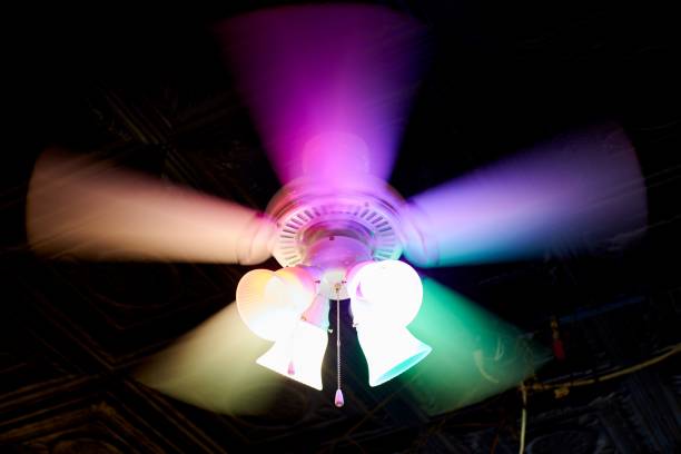 istock Lightened ceiling lamps with the colorful shadows 1439782356
