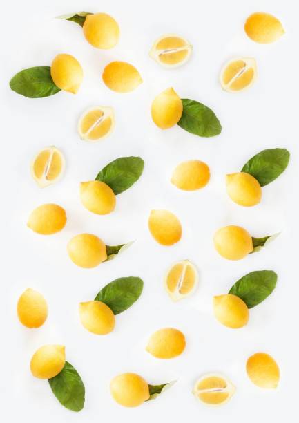 istock Beautiful vertical illustration of lemons with white background 1439783547